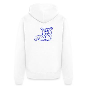 Raupe Wurm Schüchtern Freundlich Neugierig Guckend - Unisex Premium Bio Zip Hoodie - Weiß - Hinten - Thijin (182cm)