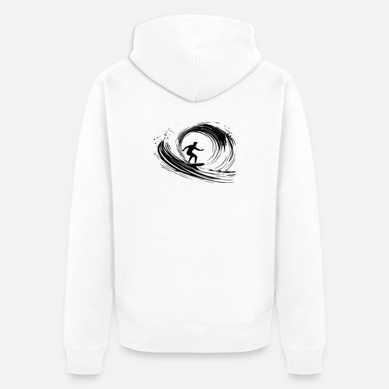 Surfeur Art Surfer Illustration - Veste à capuche bio Premium Unisexe - blanc