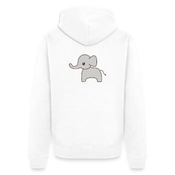 Gentle Grey Elephant Sketch - Unisex Premium Organic Zip Hoodie - white - Back - Thijin (182cm)