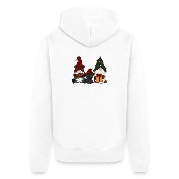 Wichtel mit Katze  - Unisex Premium Bio Zip Hoodie - Weiß - Hinten - Thijin (182cm)