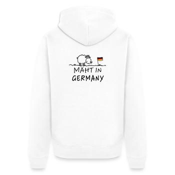 Mäht in Germany – Lustiger Schaf Spruch - Unisex Premium Organic Zip Hoodie - white - Back - Thijin (182cm)