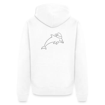 Christmas dolphin with Santa hat - Unisex Premium Organic Zip Hoodie - white - Back - Thijin (182cm)
