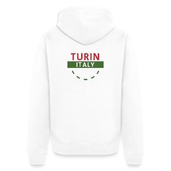 Turn Italien Emblem T-Stück Kunstwerk - Unisex Premium Bio Zip Hoodie - Weiß - Hinten - Thijin (182cm)
