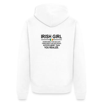 Irisches Mädchen - Unisex Premium Bio Zip Hoodie - Weiß - Hinten - Thijin (182cm)