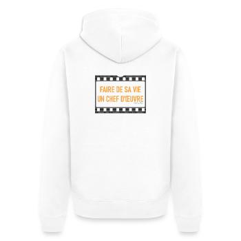 Faire de sa vie, un chef d'oeuvre  - Veste à capuche bio Premium Unisexe - blanc - Dos - Thijin (182cm)