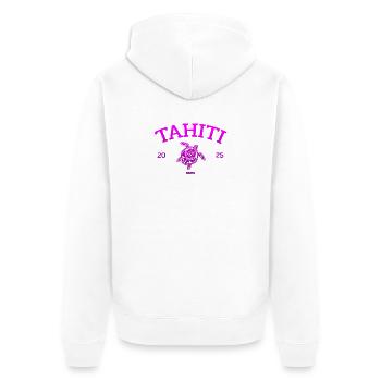 Tahiti - Turtle - French Polynesia - Schildkröte - Unisex Premium Organic Zip Hoodie - white - Back - Thijin (182cm)