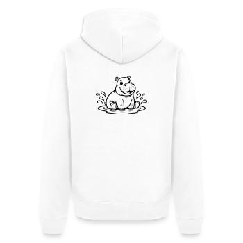 Bébé hippopotame mignon dans Water Comic Vector - Veste à capuche bio Premium Unisexe - blanc - Dos - Thijin (182cm)