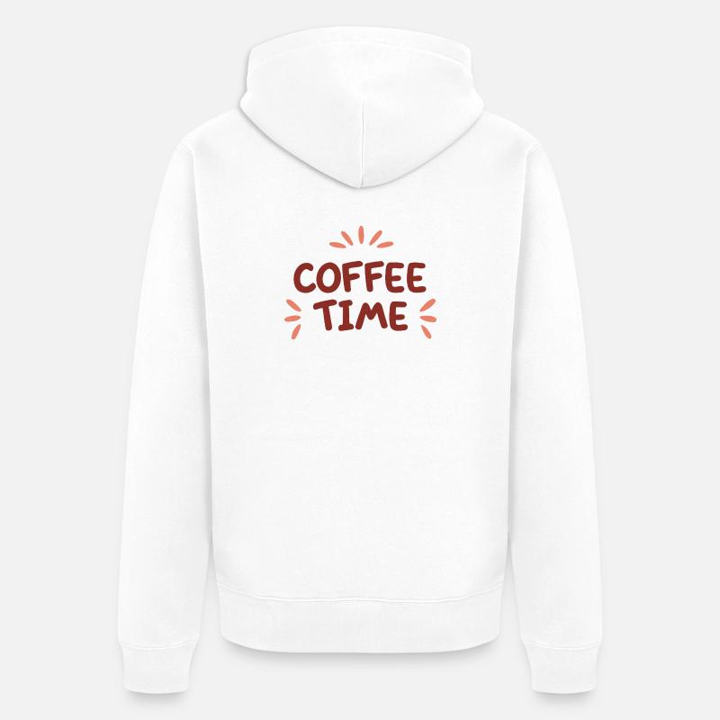 Coffee Time Couleurs Café - Veste à capuche bio Premium Unisexe - blanc