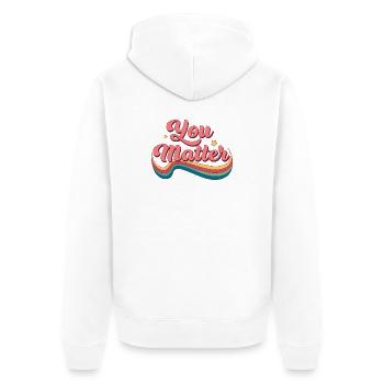 Du bist immer wichtig, Regenbogen - Unisex Premium Bio Zip Hoodie - Weiß - Hinten - Thijin (182cm)