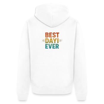 BEST DAYI EVER - Türkischer Onkel Retro Geschenk - Unisex Premium Bio Zip Hoodie - Weiß - Hinten - Thijin (182cm)