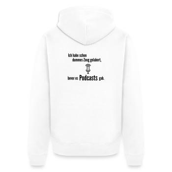 bevor Podcast - Unisex Premium Bio Zip Hoodie - Weiß - Hinten - Thijin (182cm)