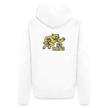 Go Cats Football Wildcat Angriffs-Maskottchen - Unisex Premium Bio Zip Hoodie - Weiß - Hinten - Thijin (182cm)