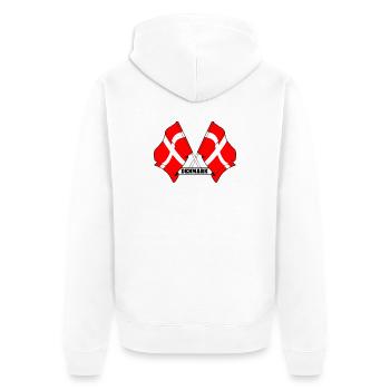 DANEMARK – Drapeaux croisés - Veste à capuche bio Premium Unisexe - blanc - Dos - Thijin (182cm)