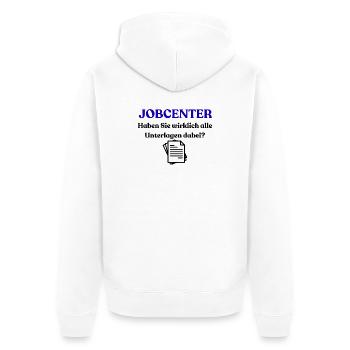 Job center - Unisex Premium Organic Zip Hoodie - white - Back - Thijin (182cm)