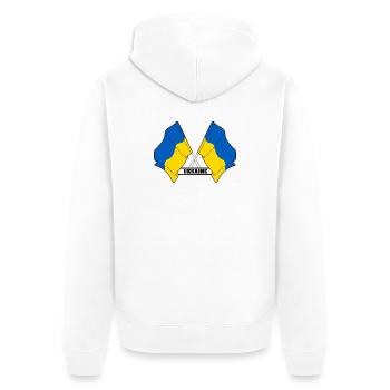 Ukraine - Unisex Premium Bio Zip Hoodie - Weiß - Hinten - Thijin (182cm)