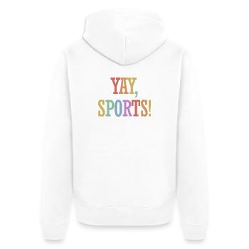 Yay Sports – Ahnungsloser Sportfan (Frauen) - Unisex Premium Bio Zip Hoodie - Weiß - Hinten - Thijin (182cm)