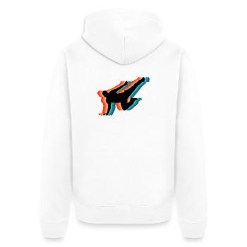 Retro Parkour Freilauf-Silhouette Retro-Kunst - Unisex Premium Bio Zip Hoodie - Weiß - Hinten - Thijin (182cm)