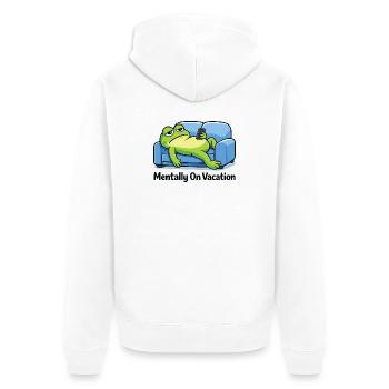 Lustiges Frosch-Meme - Unisex Premium Bio Zip Hoodie - Weiß - Hinten - Thijin (182cm)