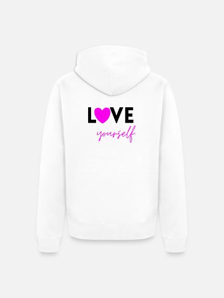 AIME-TOI ROSE ! SENTIMENT D’AUTONOMISATION MENTALE - Veste à capuche bio Premium Unisexe - blanc