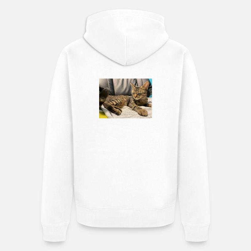 Chat tigre douillet à la lumière - Veste à capuche bio Premium Unisexe - blanc