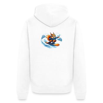 Funny Snowboard Squirrel – Winter Fun - Unisex Premium Organic Zip Hoodie - white - Back - Thijin (182cm)