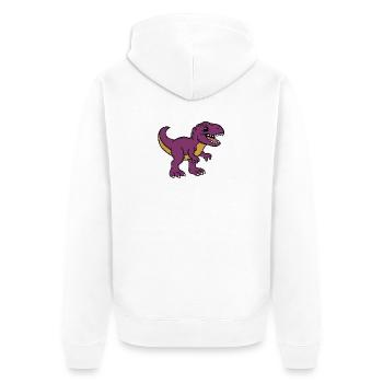 Dino - Unisex Premium Bio Zip Hoodie - Weiß - Hinten - Thijin (182cm)