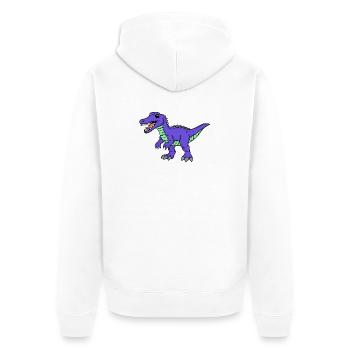 Dino - Unisex Premium Bio Zip Hoodie - Weiß - Hinten - Thijin (182cm)