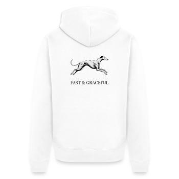 Greyhound Fast & Graceful – Minimalistisches Hundegeschenk - Unisex Premium Bio Zip Hoodie - Weiß - Hinten - Thijin (182cm)