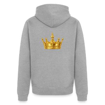 Goldene Krone Ornament - Unisex Premium Bio Zip Hoodie - Grau meliert - Hinten - Nico (187cm)