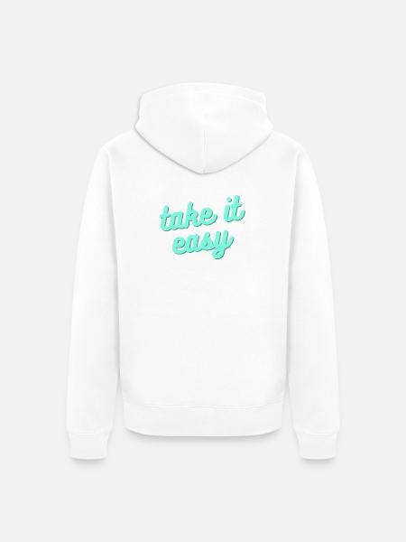 Take it easy – Relaxed lifestyle saying - Unisex Premium Organic Zip Hoodie - white