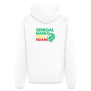Sénégal Manko Wuti Ndaml | Sénégalais Teranga - Veste à capuche bio Premium Unisexe - blanc - Dos - Thijin (182cm)