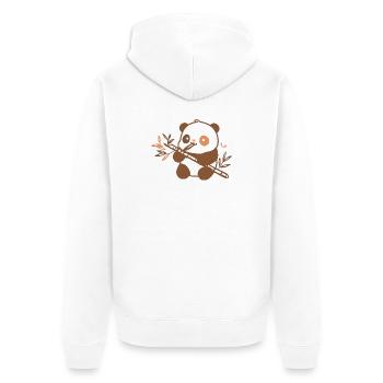Kuschelpanda mit Bambus - Unisex Premium Bio Zip Hoodie - Weiß - Hinten - Thijin (182cm)