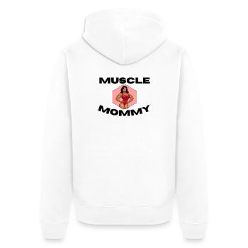 Muscle Mommy Kraftdesign - Unisex Premium Bio Zip Hoodie - Weiß - Hinten - Thijin (182cm)