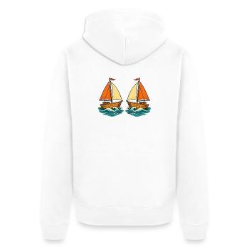 Segelboote im Meer - Unisex Premium Bio Zip Hoodie - Weiß - Hinten - Thijin (182cm)