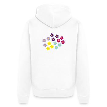 Primevères colorées Anniversaire de la fleur de naissance de février - Veste à capuche bio Premium Unisexe - blanc - Dos - Thijin (182cm)