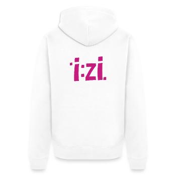 IzI Graffiti Font in Magenta - Unisex Premium Organic Zip Hoodie - white - Back - Thijin (182cm)