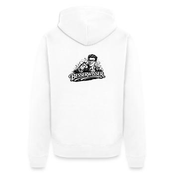 Beserwisser - Unisex Premium Bio Zip Hoodie - Weiß - Hinten - Thijin (182cm)