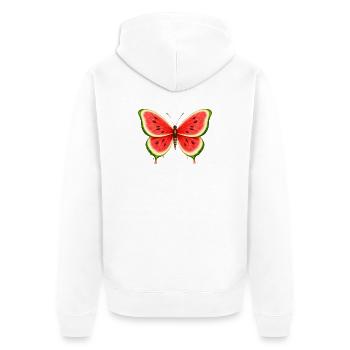 Sommerlicher Melonen-Schmetterling - Unisex Premium Bio Zip Hoodie - Weiß - Hinten - Thijin (182cm)