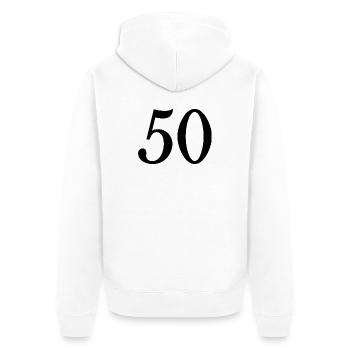 50. 50 ANS. 50e ANNIVERSAIRE. ANNIVERSAIRE 50 ANS. - Veste à capuche bio Premium Unisexe - blanc - Dos - Thijin (182cm)