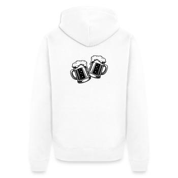 Bierglas Bier Anstossen - Unisex Premium Bio Zip Hoodie - Weiß - Hinten - Thijin (182cm)