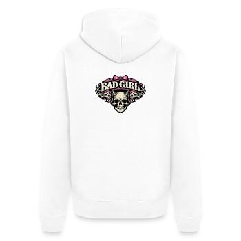 Bad Girl Skull with Wings - Unisex Premium Organic Zip Hoodie - white - Back - Thijin (182cm)
