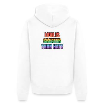 Liebe ist größer als Hass Regenbogen - Unisex Premium Bio Zip Hoodie - Weiß - Hinten - Thijin (182cm)