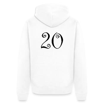 JAHRESTAG. ALLES GUTE ZUM GEBURTSTAG. ALLES GUTE ZUM GEBURTSTAG. - Unisex Premium Bio Zip Hoodie - Weiß - Hinten - Thijin (182cm)