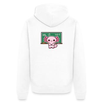 Vengeance de la dette Kawaii avec l’axolotl crayeux - Veste à capuche bio Premium Unisexe - blanc - Dos - Thijin (182cm)