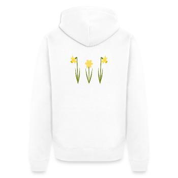 March Birthday Birth Flower Daffodils in Bloom - Unisex Premium Organic Zip Hoodie - white - Back - Thijin (182cm)