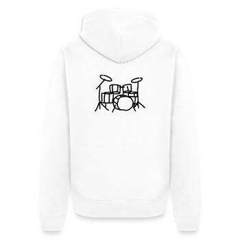 Drums Drummer Musical Instrument - Unisex Premium Organic Zip Hoodie - white - Back - Thijin (182cm)