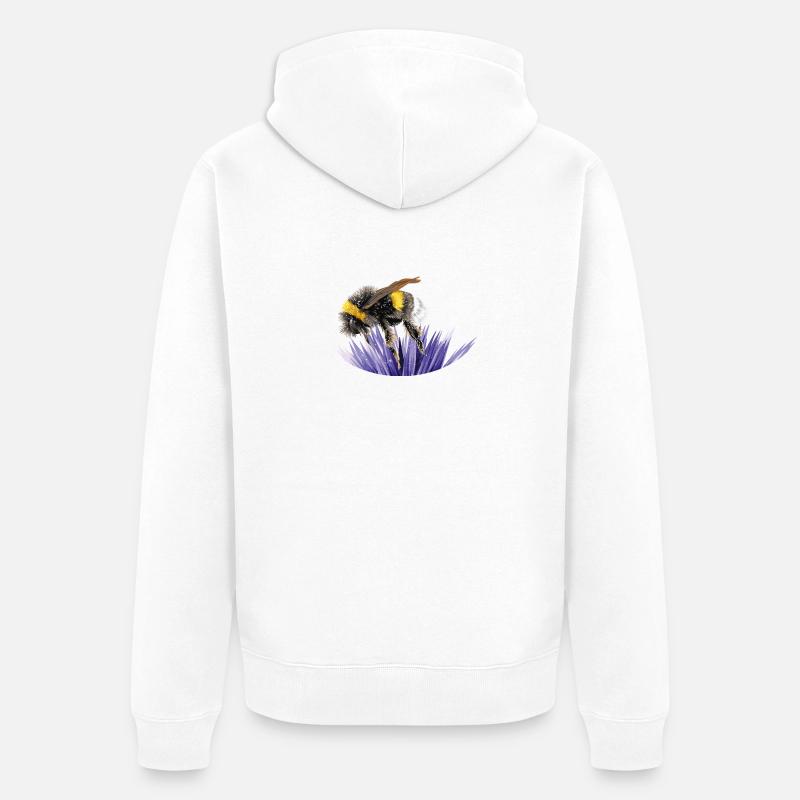 humle - Premium økologisk unisex-hettejakke - hvit