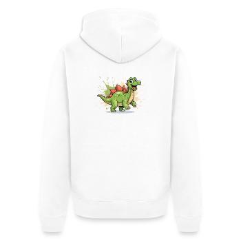 Fröhlicher Dino Stegosaurus Cartoon - Unisex Premium Bio Zip Hoodie - Weiß - Hinten - Thijin (182cm)