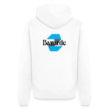 Chatty-Logo - Unisex Premium Bio Zip Hoodie - Weiß - Hinten - Thijin (182cm)