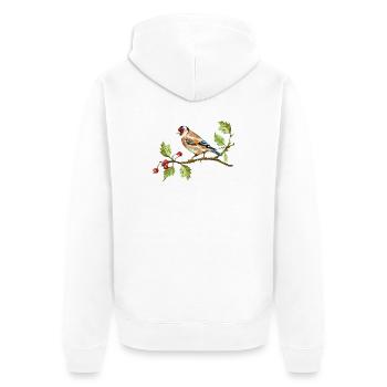 Bunter Vogel - Unisex Premium Bio Zip Hoodie - Weiß - Hinten - Thijin (182cm)